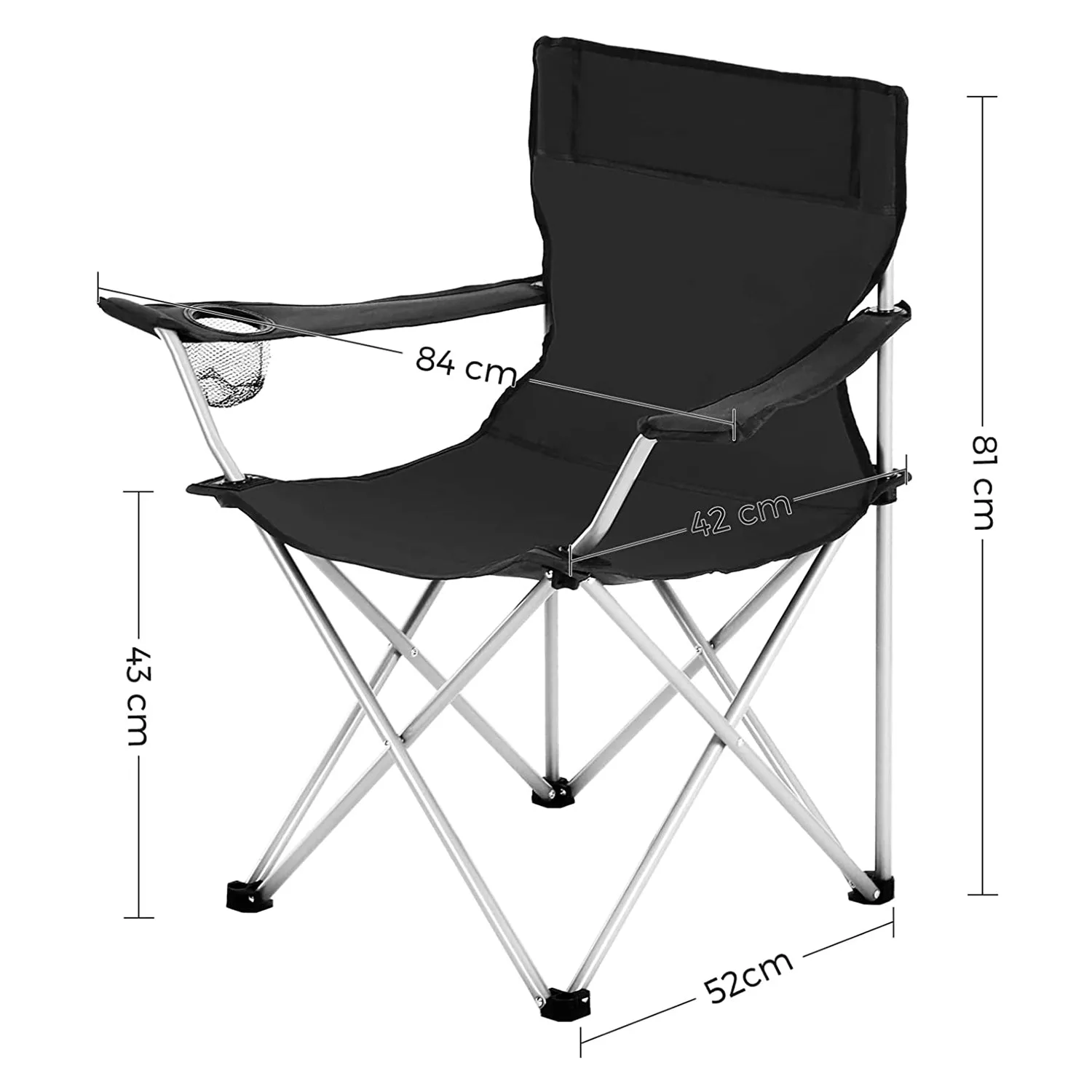 Rootz 2 Piece Folding Camping Chairs - Outdoor Chairs - Fishing Chairs - Lightweight & Portable - 84cm x 52cm x 81cm