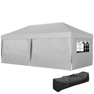 Rootz Garden Pavilion - Outdoor Folding Pavilion - Pop-Up Event Tent - UV Protection - 590cm x 295cm x 285cm - Grey