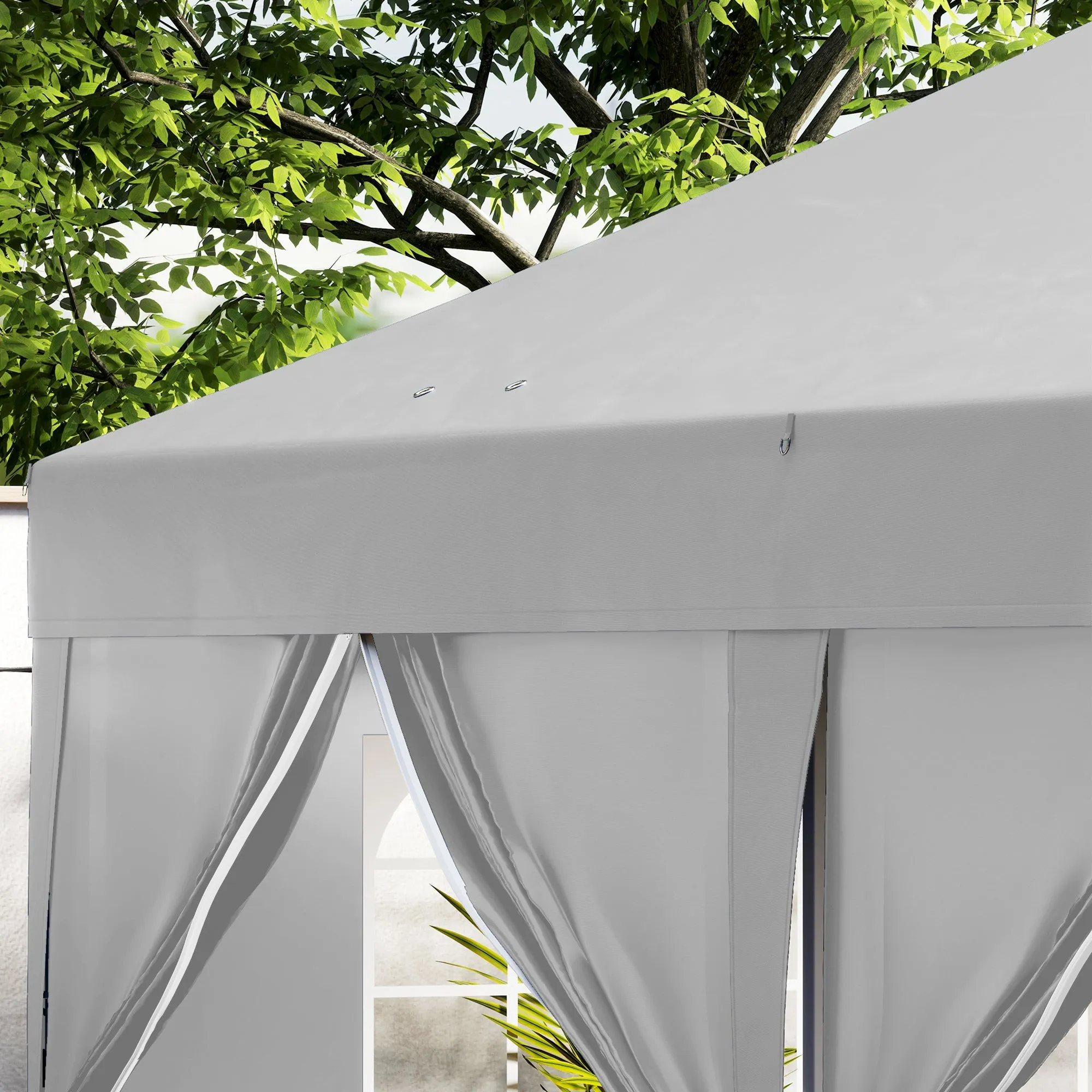 Rootz Garden Pavilion - Outdoor Folding Pavilion - Pop-Up Event Tent - UV Protection - 590cm x 295cm x 285cm - Grey