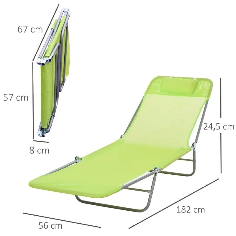 Rootz Sun Lounger - Deck Chair - Reclining Chair - Ultimate Comfort - Lightweight & Foldable - Durable Steel Frame - 182cm x 56cm x 24.5cm
