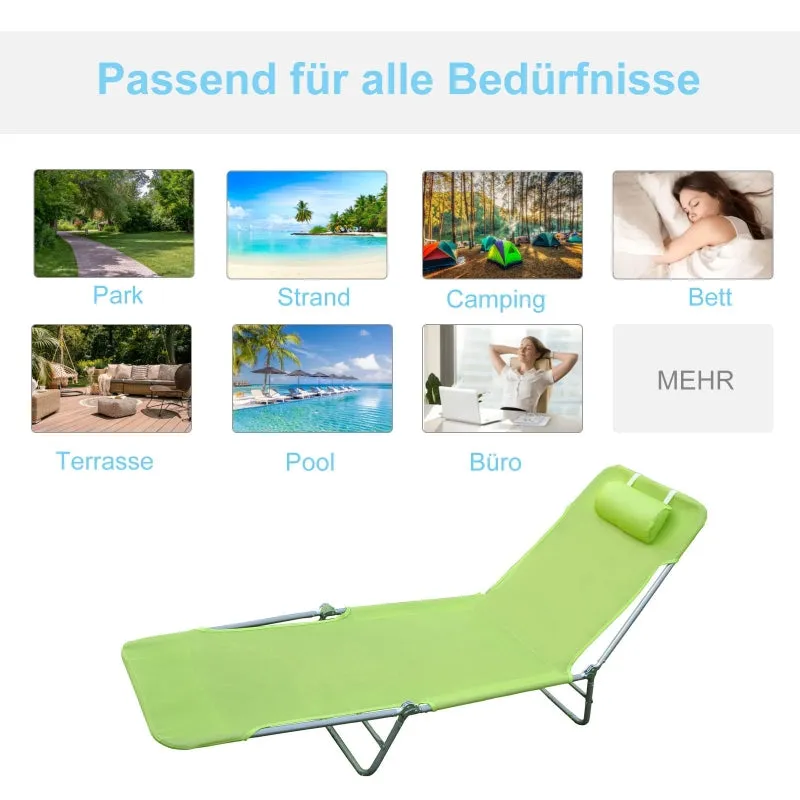Rootz Sun Lounger - Deck Chair - Reclining Chair - Ultimate Comfort - Lightweight & Foldable - Durable Steel Frame - 182cm x 56cm x 24.5cm