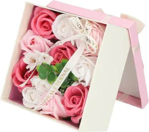 Rose Petals for Bath, Floral Scented Bath Soap Rose Flower Petals Flower Soap Rose Soap Plant Essential Oil Rose Soap Set for Her Women Girls Mom Valentine Day, Birthday