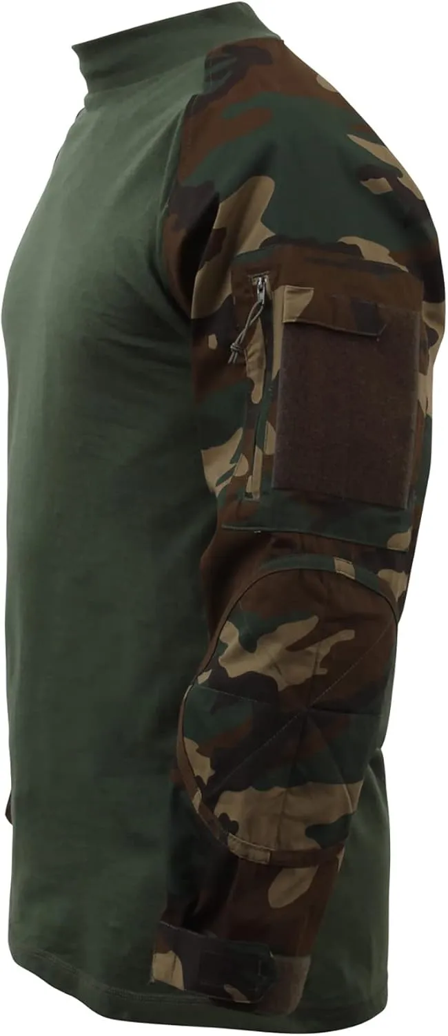 Rothco Tactical Combat Airsoft Shirt Lightweight Military Paintball Army Stretch Base Layer Top with Zip Pockets