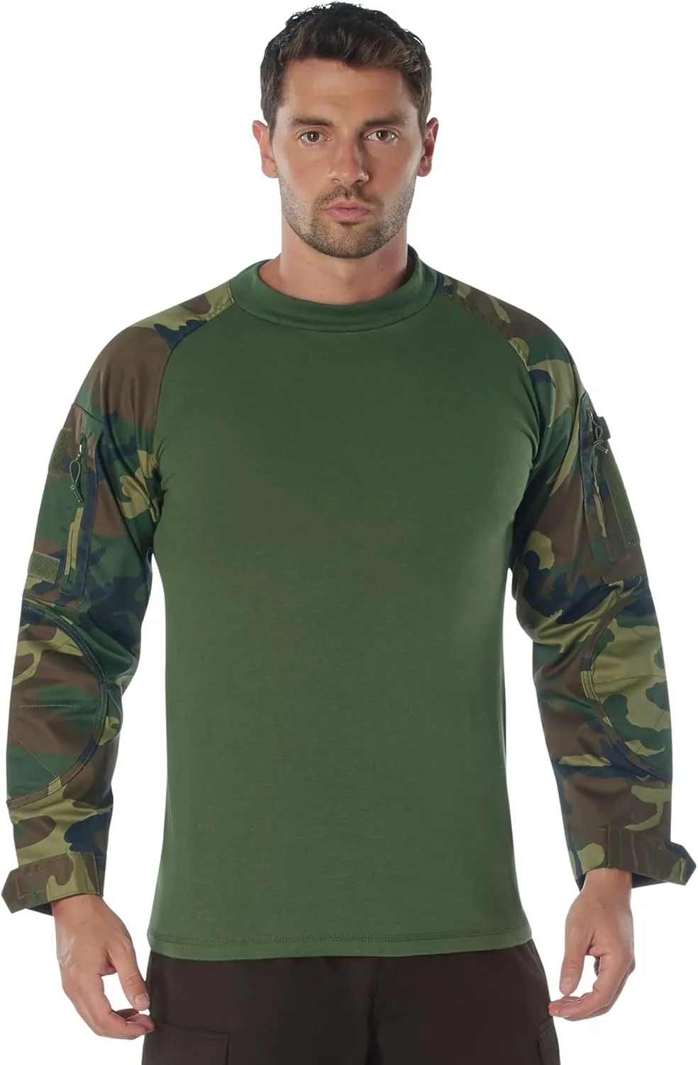 Rothco Tactical Combat Airsoft Shirt Lightweight Military Paintball Army Stretch Base Layer Top with Zip Pockets