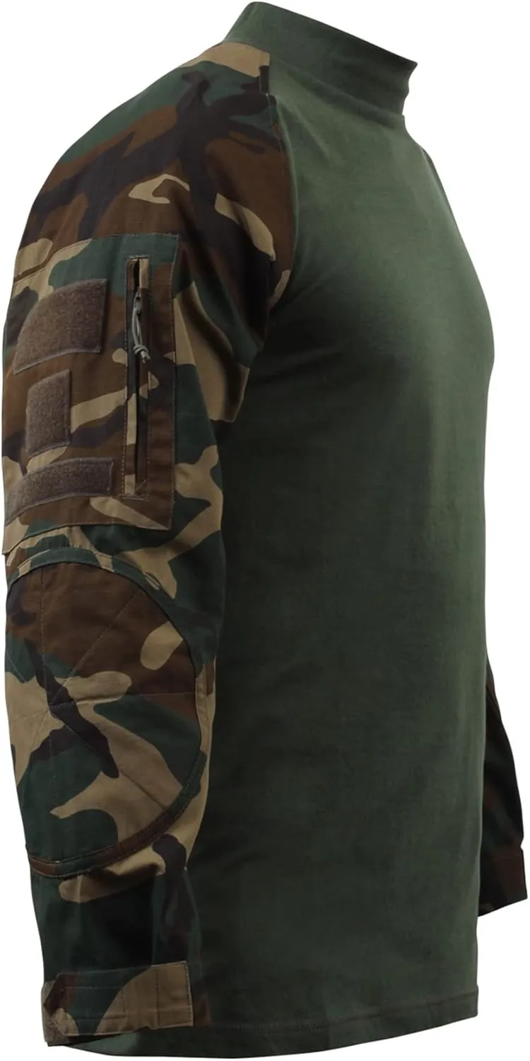 Rothco Tactical Combat Airsoft Shirt Lightweight Military Paintball Army Stretch Base Layer Top with Zip Pockets