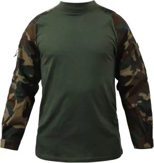 Rothco Tactical Combat Airsoft Shirt Lightweight Military Paintball Army Stretch Base Layer Top with Zip Pockets