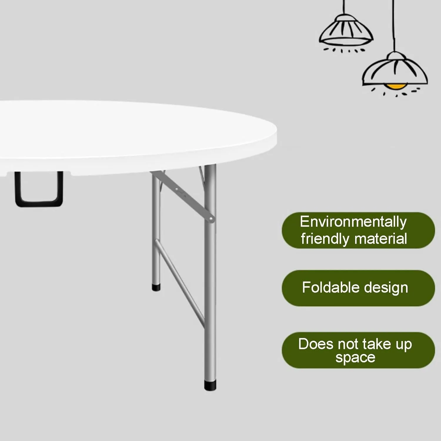Round Folding Table, Folding Picnic Table for Outdoor with Handle, Portable Outdoor Table with Metal Bracket, 300Kg Load Bearing, Camping Accessories for Home Picnic BBQ Garden(Blue,120x74cm/47x29in)