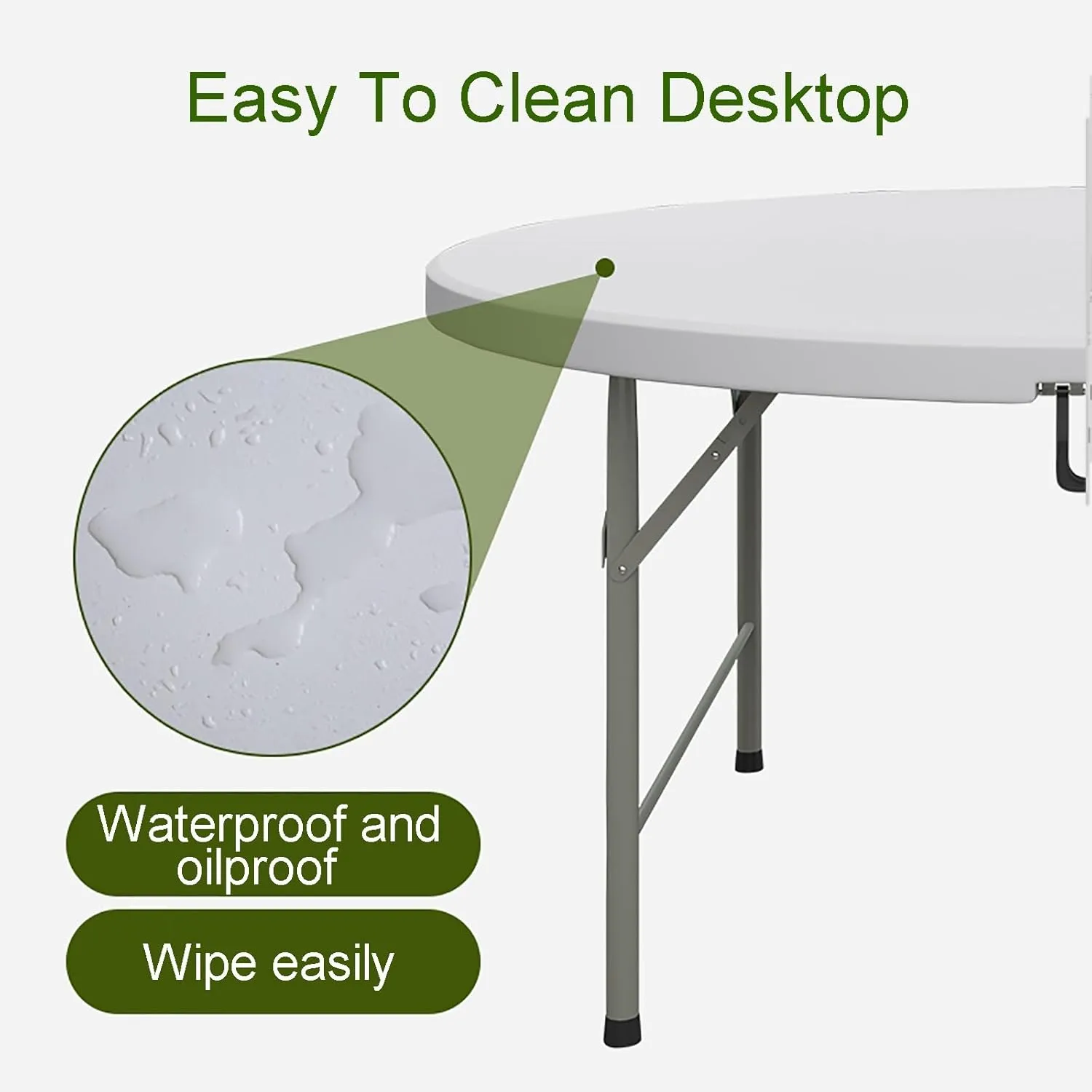 Round Folding Table, Folding Picnic Table for Outdoor with Handle, Portable Outdoor Table with Metal Bracket, 300Kg Load Bearing, Camping Accessories for Home Picnic BBQ Garden(Blue,120x74cm/47x29in)