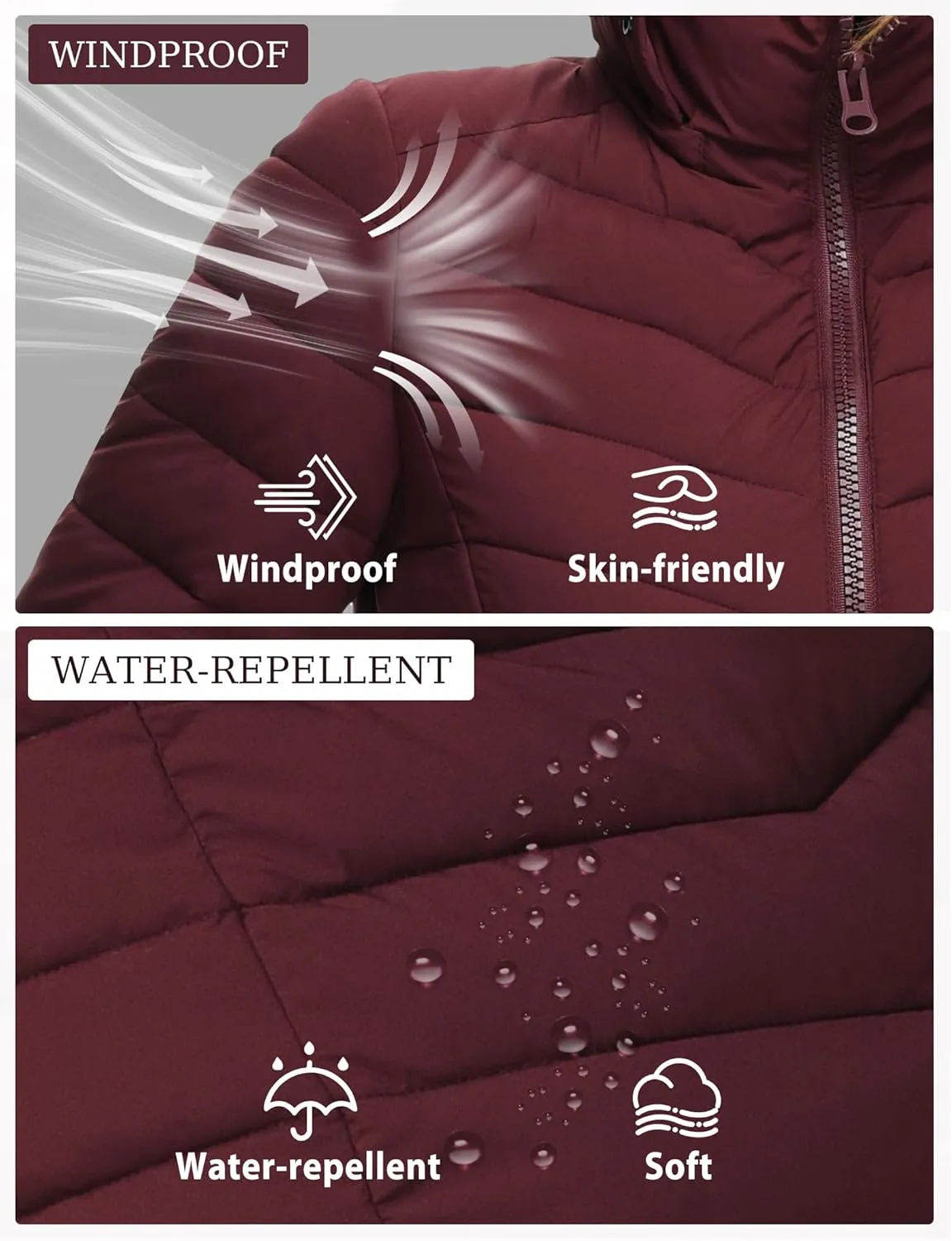 ROYAL MATRIX Women's Packable Puffer Jacket, Lightweight Puffer Jacket Winter Warm Quilted Puffer Jacket with Detachable Hood