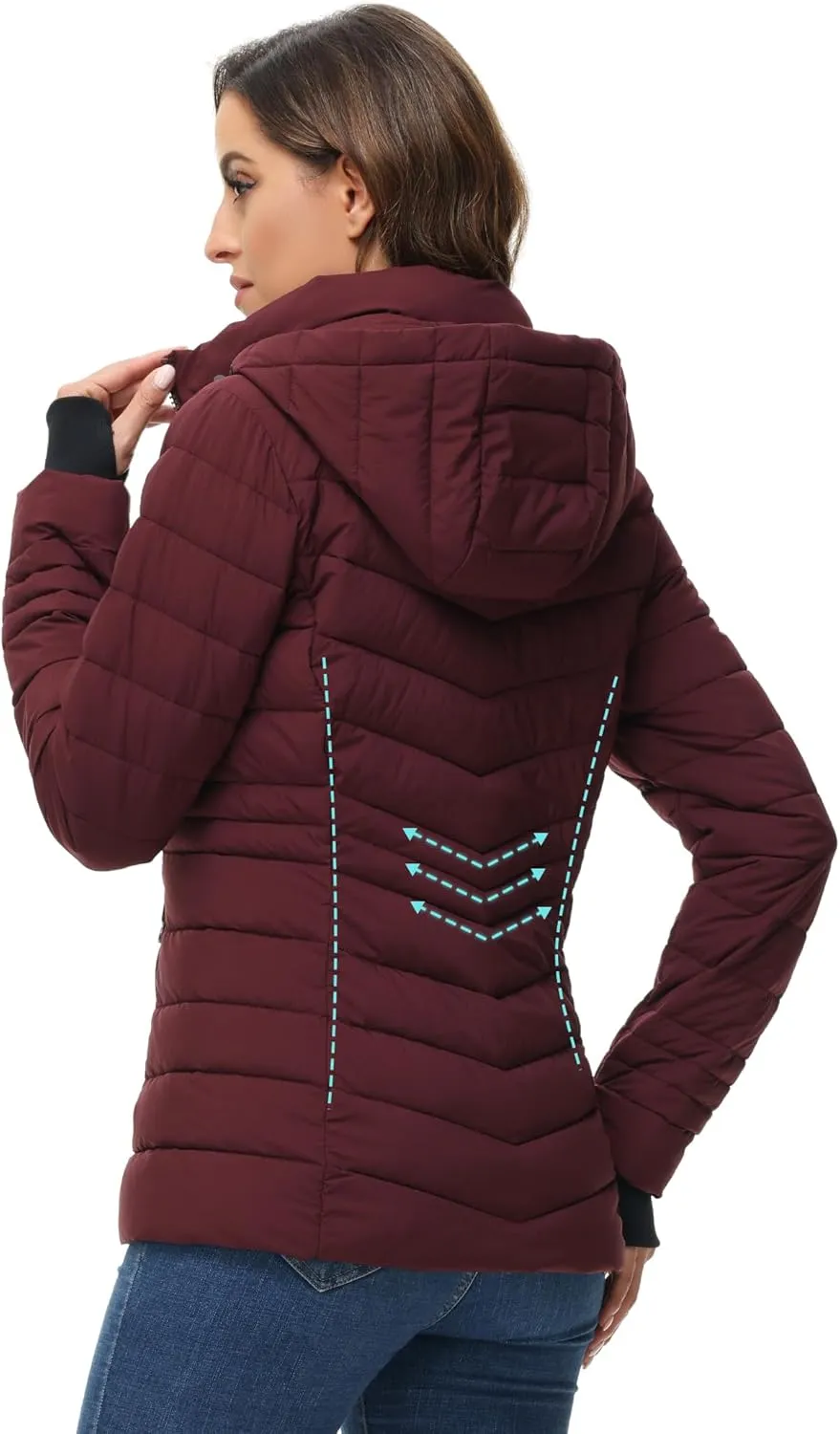 ROYAL MATRIX Women's Packable Puffer Jacket, Lightweight Puffer Jacket Winter Warm Quilted Puffer Jacket with Detachable Hood