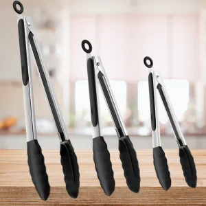 Royaleva Silicone Kitchen Tongs (3-Piece Set) - Heat-Resistant and Durable