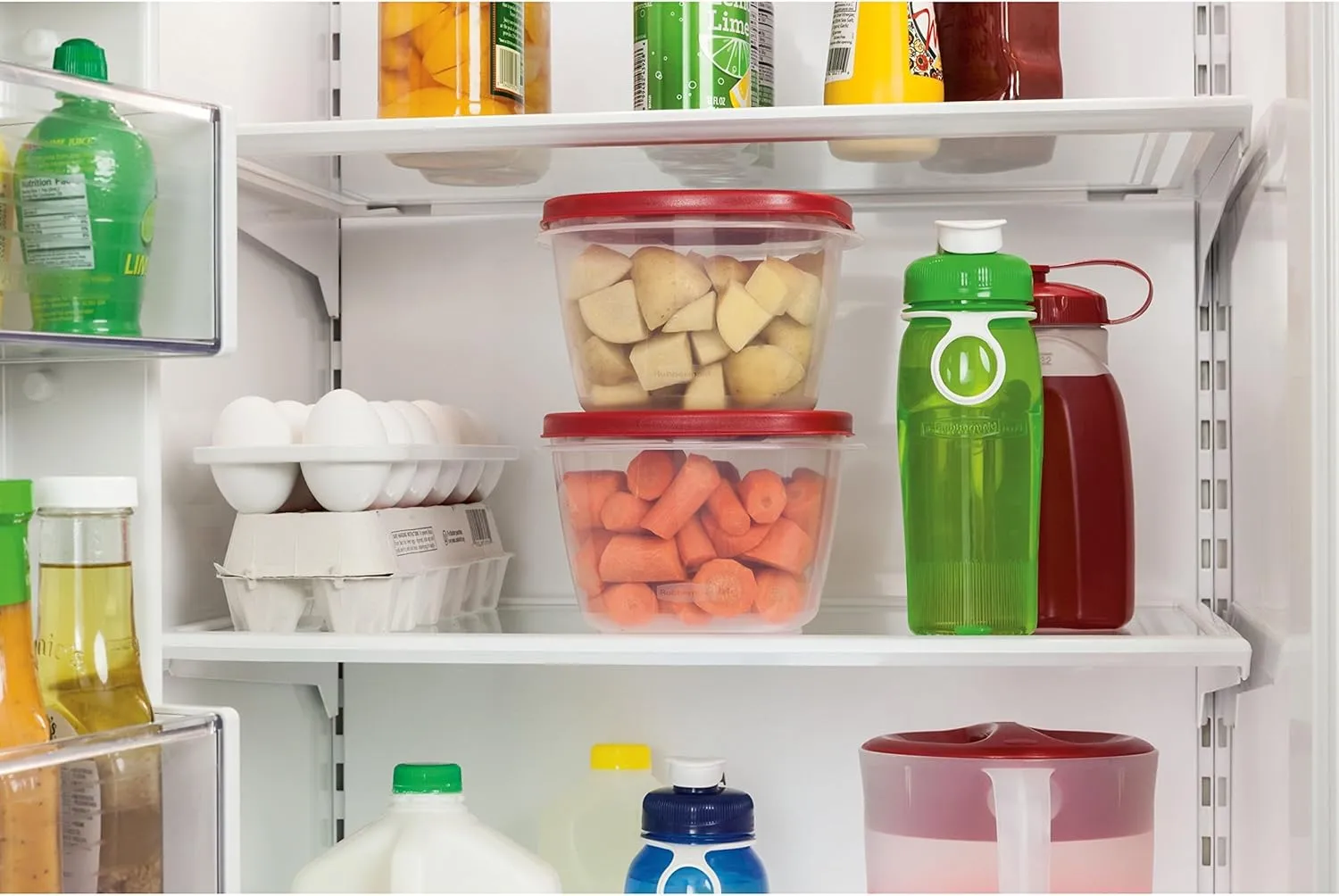 Rubbermaid Easy Find Lids Food Storage Containers, 7 Cup, Racer Red, 4-Piece Set