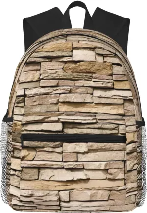 Rustic Rocks Brick Wall Print Shoulder Bag, Lightweight Shoulder Bag, Travel Bag, Hiking Backpack, Cute Shoulder Bag