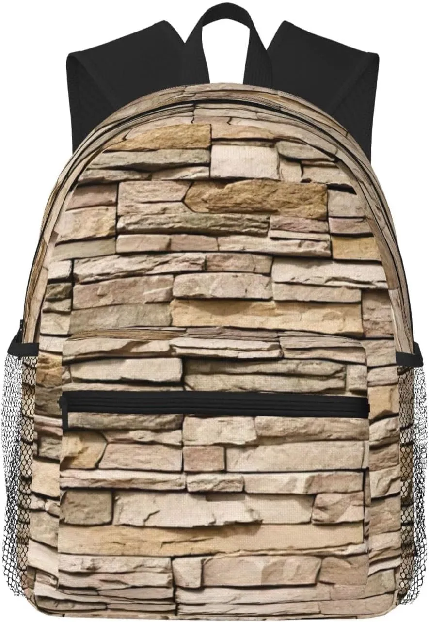 Rustic Rocks Brick Wall Print Shoulder Bag, Lightweight Shoulder Bag, Travel Bag, Hiking Backpack, Cute Shoulder Bag