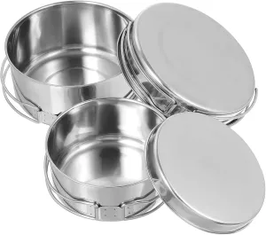 Rv Camping Cookware Set 4-pc Stainless Steel Pot Pan for Outdoor Cooking