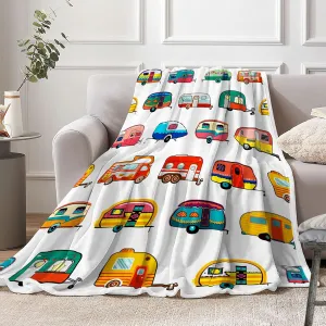 RV Travel Hiking Throw Blanket,Camping Blanket, Camping Lovers Gift Ideas for Men or Woman, Super Soft Flannel Blankets Gifts for Bed Camper Outdoor, Campsite Outdoors Sofa Couch Throw Blanket