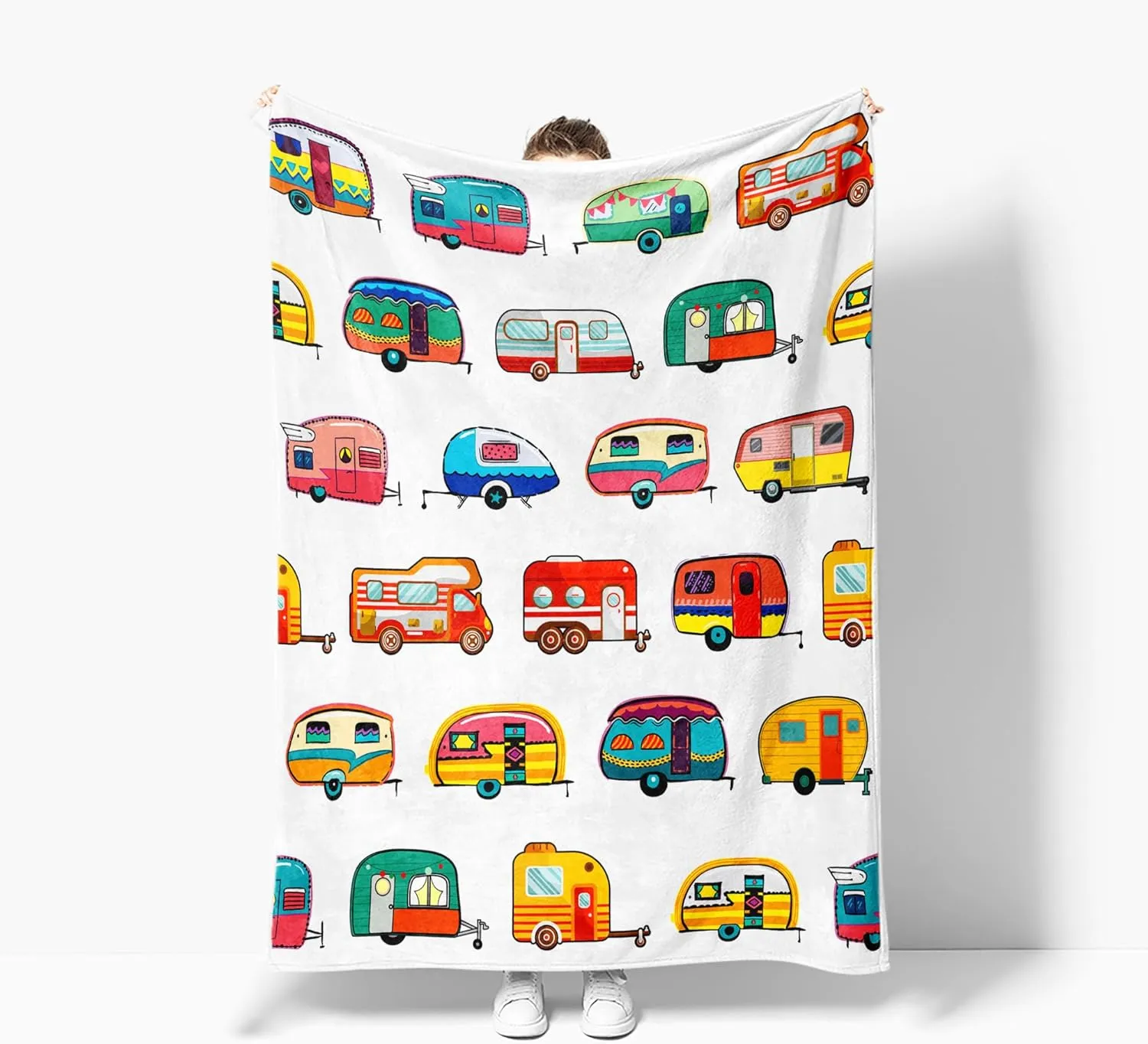 RV Travel Hiking Throw Blanket,Camping Blanket, Camping Lovers Gift Ideas for Men or Woman, Super Soft Flannel Blankets Gifts for Bed Camper Outdoor, Campsite Outdoors Sofa Couch Throw Blanket