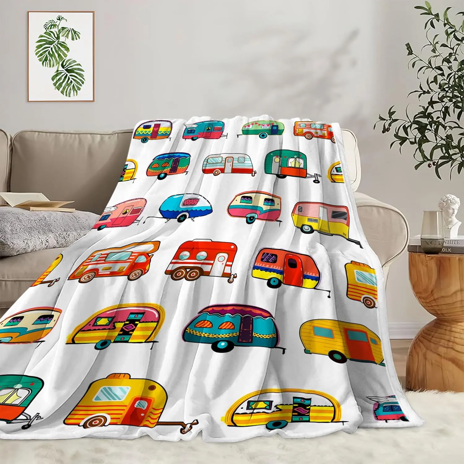 RV Travel Hiking Throw Blanket,Camping Blanket, Camping Lovers Gift Ideas for Men or Woman, Super Soft Flannel Blankets Gifts for Bed Camper Outdoor, Campsite Outdoors Sofa Couch Throw Blanket