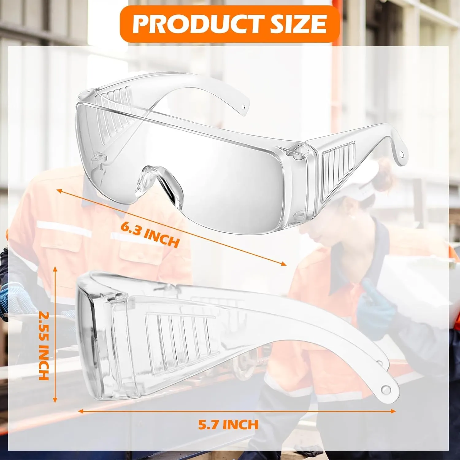 Safety Glasses Over Eyeglasses Protective Safety Goggles Anti Dust Impact for Men Women
