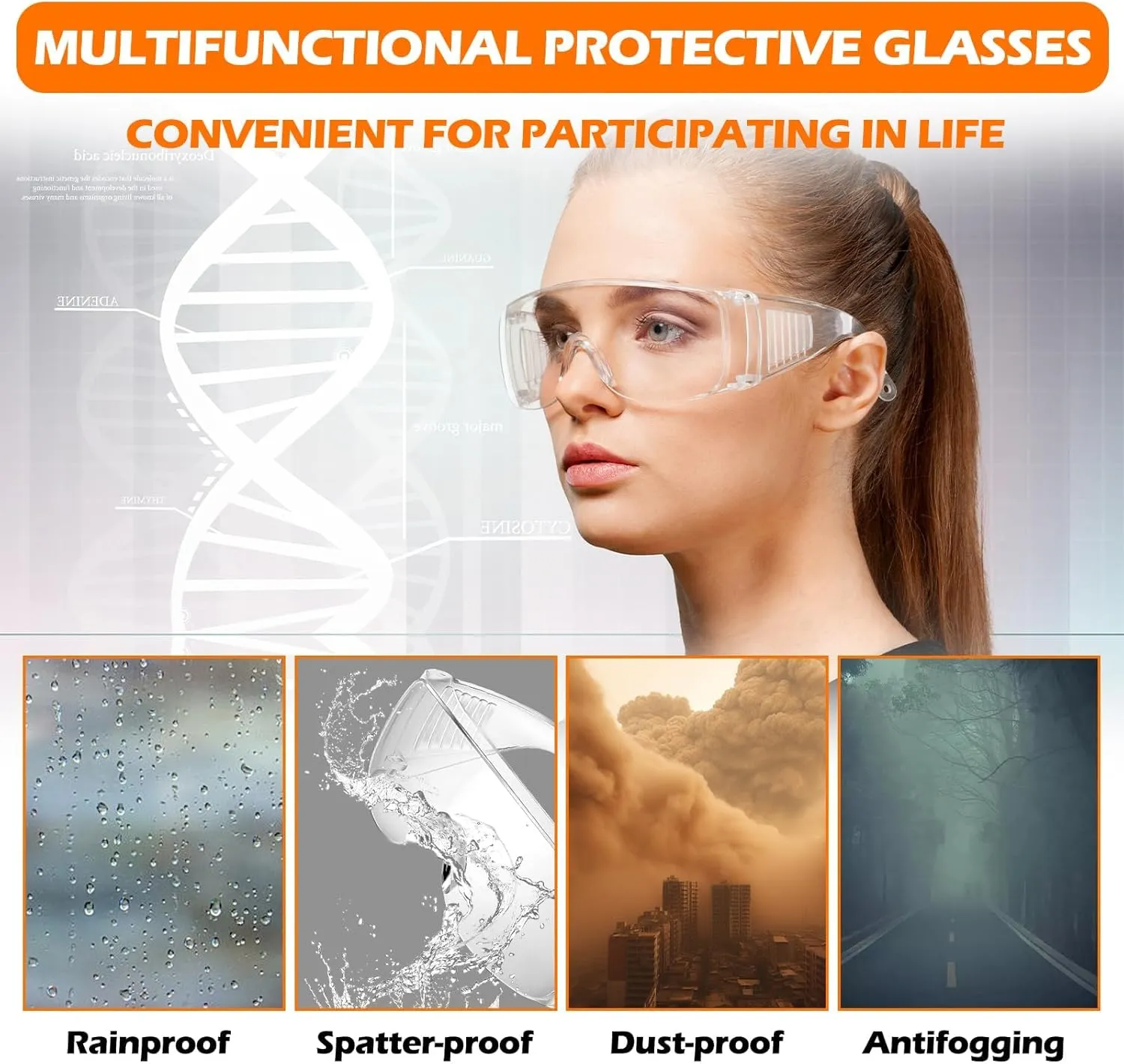 Safety Glasses Over Eyeglasses Protective Safety Goggles Anti Dust Impact for Men Women