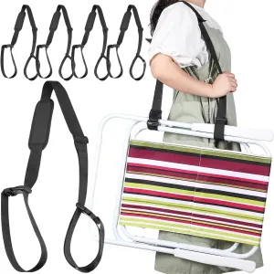 Sanwuta 5 Pcs Carry Strap for Beach Folding Chair, Adjustable Shoulder Carrying Beach Chair Straps for Folding Umbrella Backpack Camping Picnics Outdoor Foldable Bikes(Black)