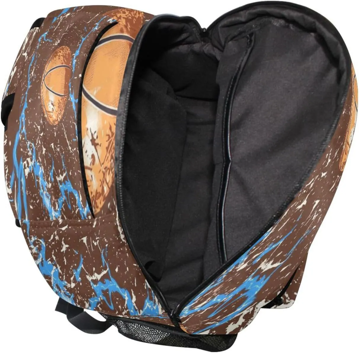 School Backpack for Men and Women Waterproof Outdoor Backpack with Chest Strap for College Work Basketball with Blue Lightning Brown