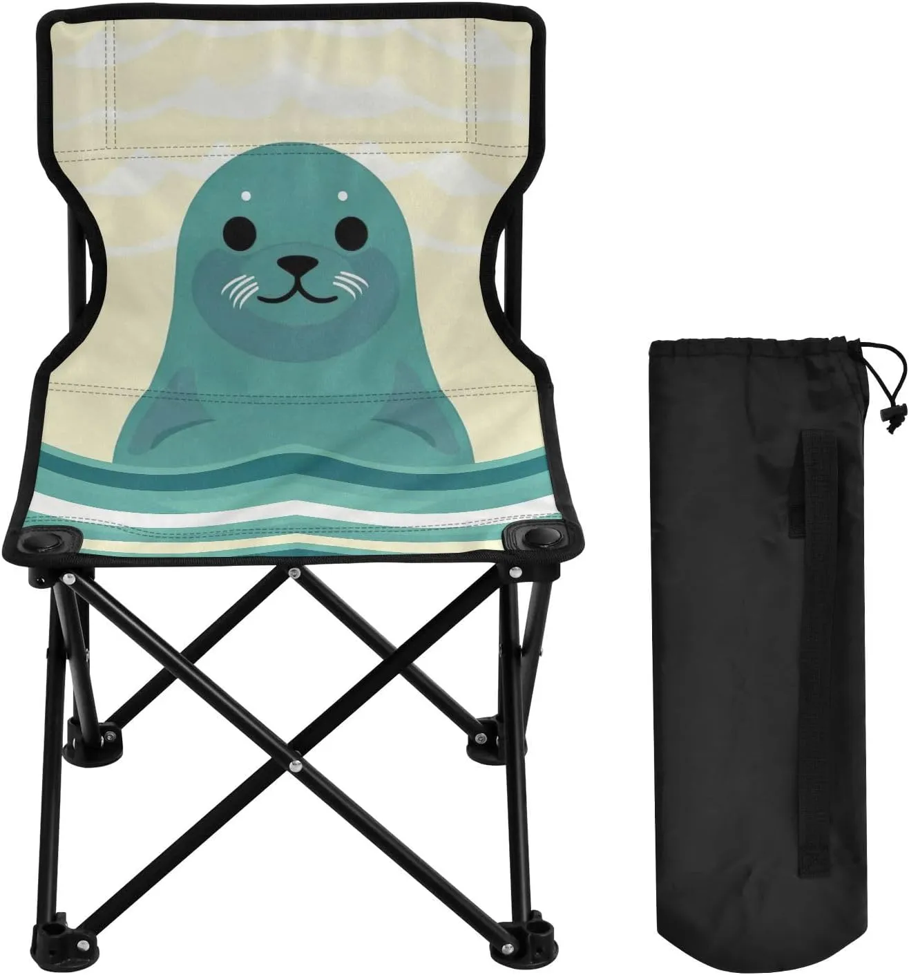 Seal Portable Camping Chairs,Collapsible Anti-Slip Padded Oxford Cloth Stool for Beach Compact, Lightweight Foldable Chairs for Hiking Mountaineering Beach 2012307