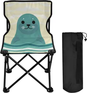 Seal Portable Camping Chairs,Collapsible Anti-Slip Padded Oxford Cloth Stool for Beach Compact, Lightweight Foldable Chairs for Hiking Mountaineering Beach 2012307
