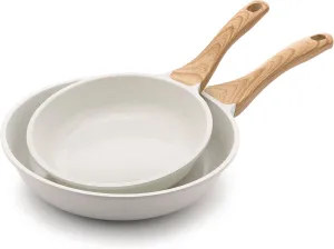 SENSARTE Nonstick Frying Pan Skillets, White Ceramic Coating Omelette Pans, Healthy Cookware Chef's Pan, PTFE & PFAS Free (8 10 Inch)