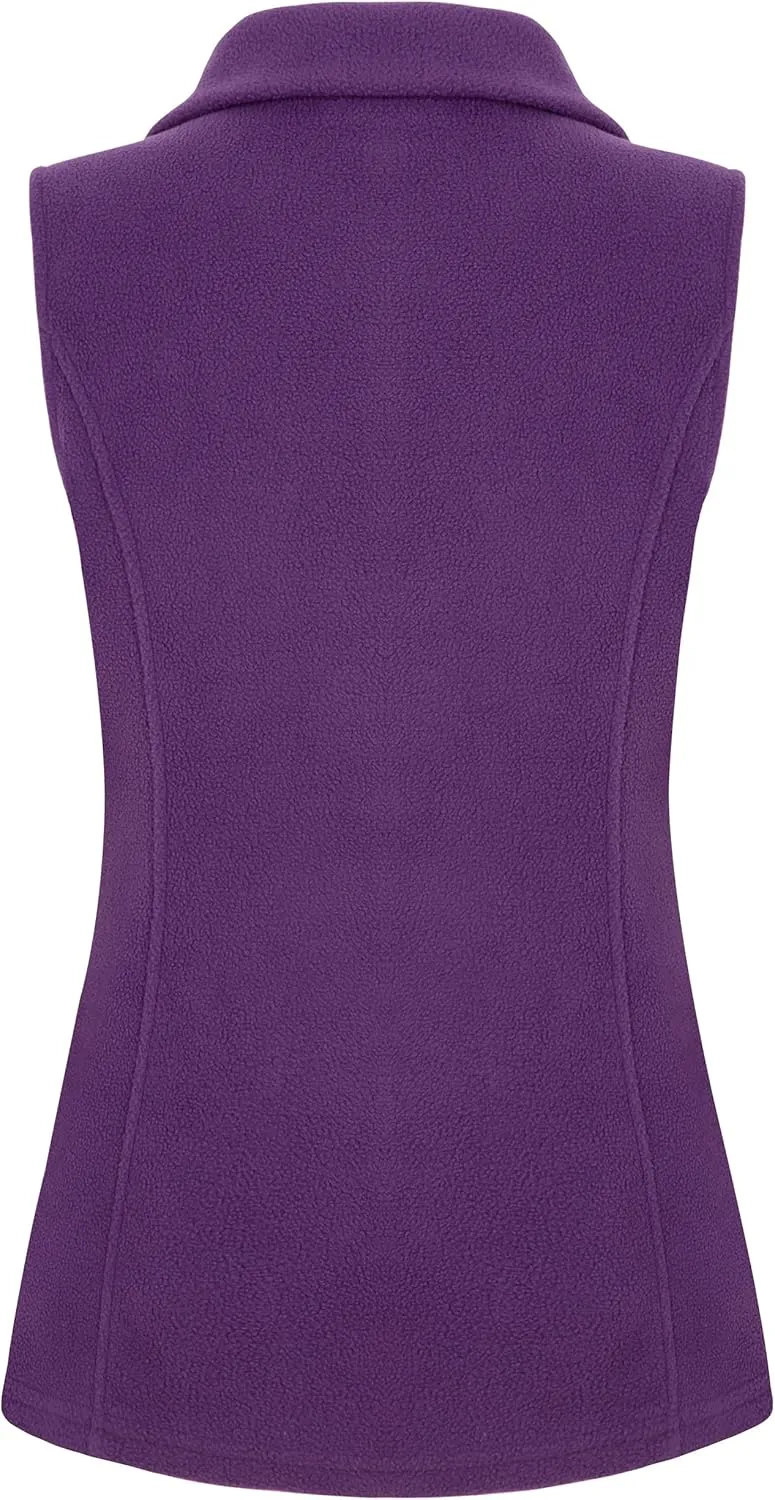 SeSe Code Women's Casual Zip Up Front Lightweight Fleece Vest with Pockets