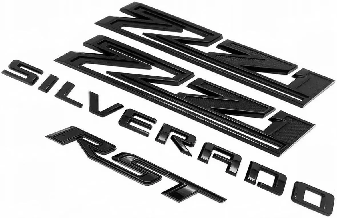 Set of 4pack OEM Silverado Plus Z71 RST Emblems 3D Badges Compatible with for Silverado 2019-2025 Parts 86539786 (Black)