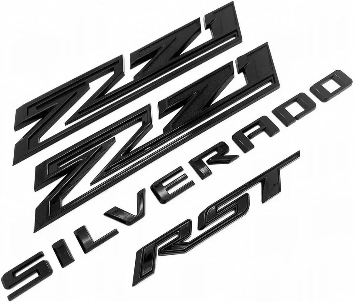 Set of 4pack OEM Silverado Plus Z71 RST Emblems 3D Badges Compatible with for Silverado 2019-2025 Parts 86539786 (Black)