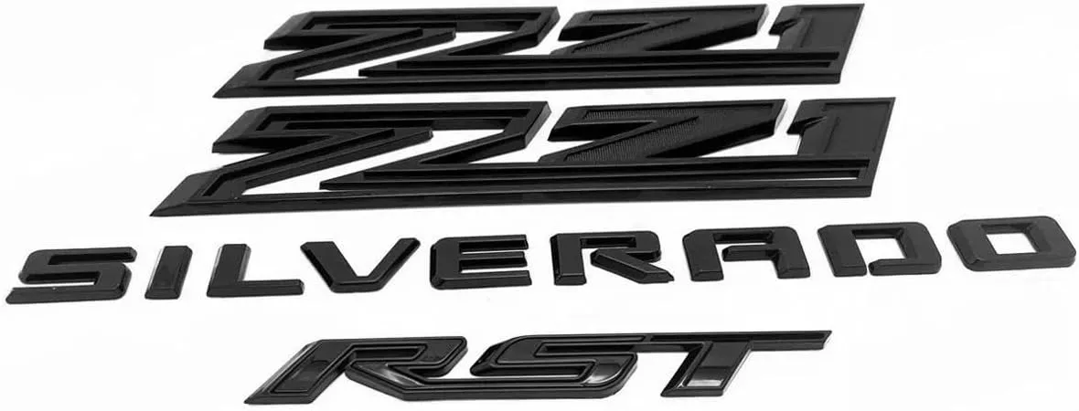 Set of 4pack OEM Silverado Plus Z71 RST Emblems 3D Badges Compatible with for Silverado 2019-2025 Parts 86539786 (Black)