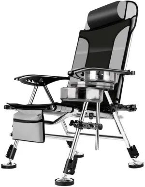 SEYFI Camping Chairs,Fishing Chair Beach Chair Outdoor Foldable Chair Recliner Portable Multifunction Fishing Chair Applicable to All Terrain/Argento/Light Grey