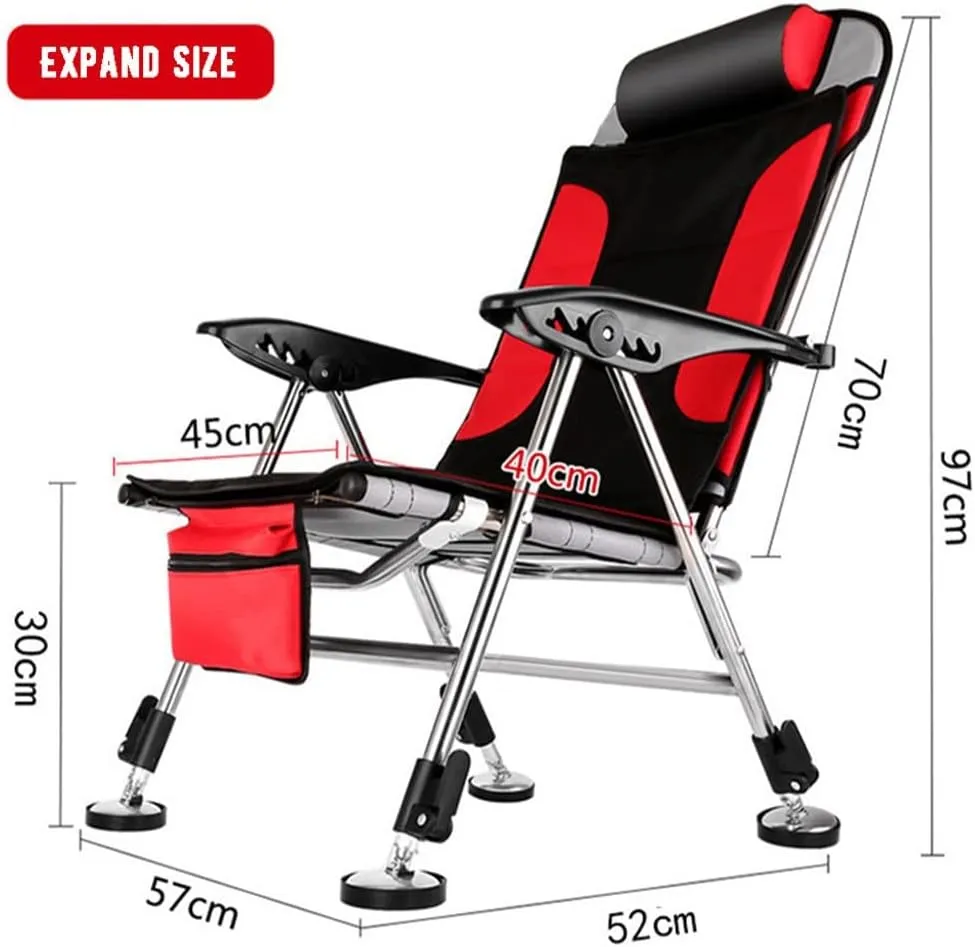 SEYFI Camping Chairs,Fishing Chair Beach Chair Outdoor Foldable Chair Recliner Portable Multifunction Fishing Chair Applicable to All Terrain/Argento/Light Grey