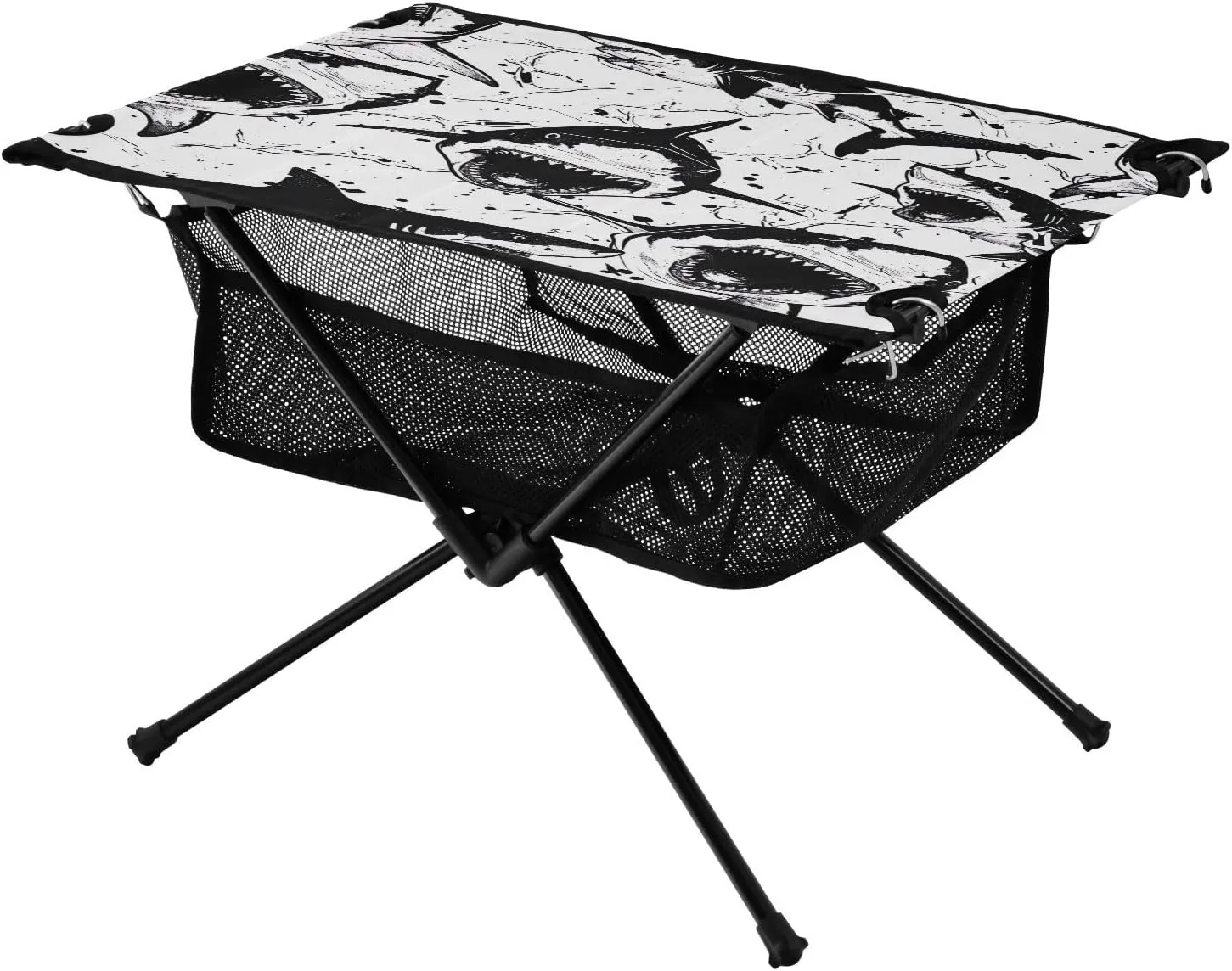 Shark Pattern Portable Folding Camping Table, Compact Lightweight Beach Table with Carrying Bag for Outdoor Picnics, BBQs, Camp