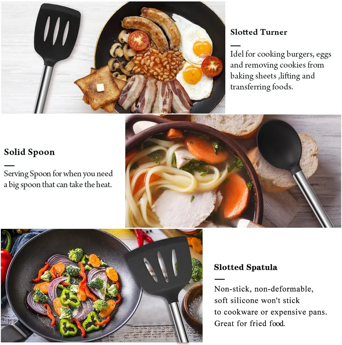 Silicone Cooking Utensil Set,Kitchen Utensils 26 Pcs Cooking Utensils Set,Non-stick Heat Resistant Silicone,Cookware with Stainless Steel Handle (Sable)