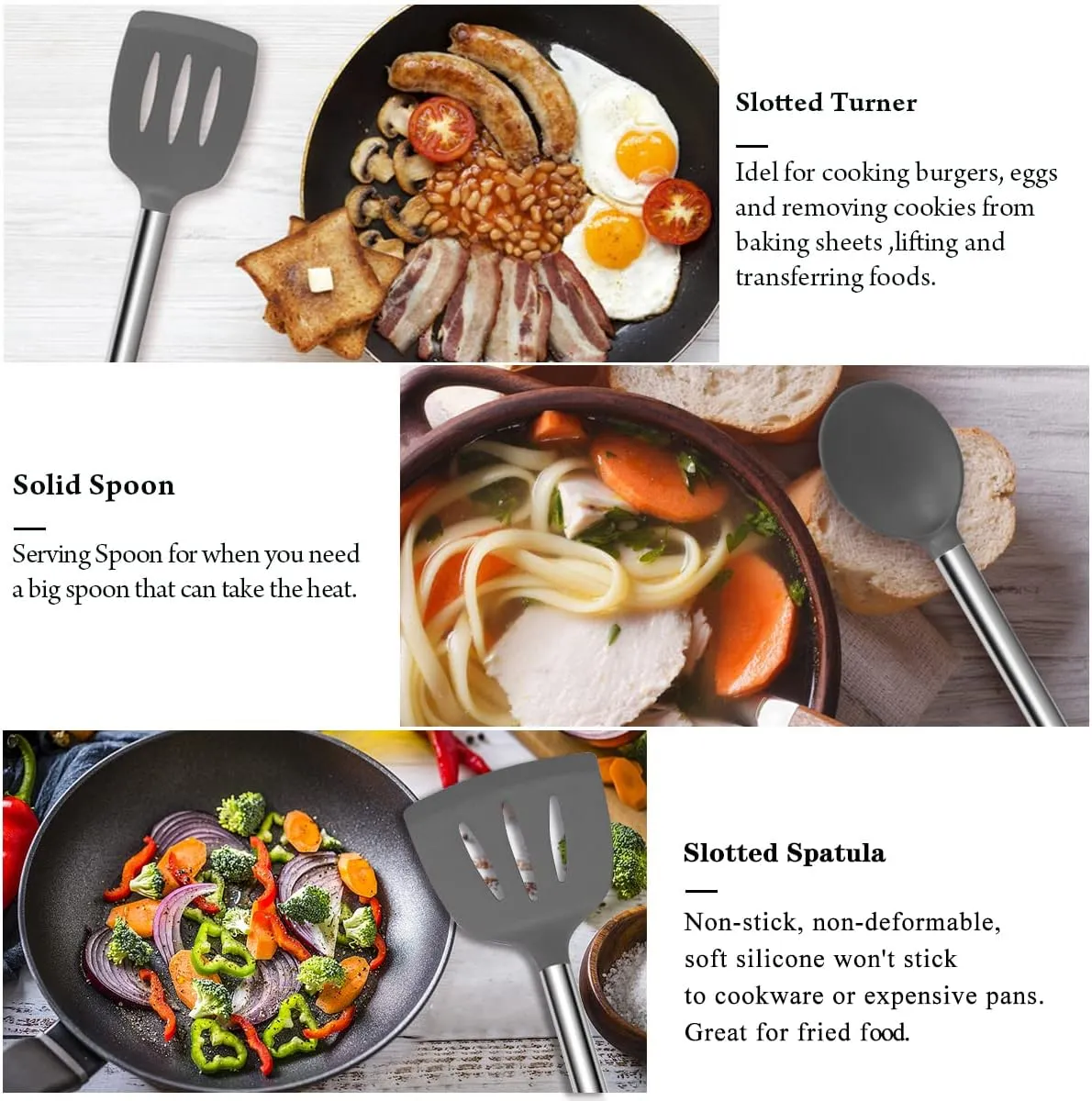 Silicone Cooking Utensils Set,Kitchen Utensils 26 Pcs Set,Non-stick Heat Resistant Silicone,Cookware with Stainless Steel Handle