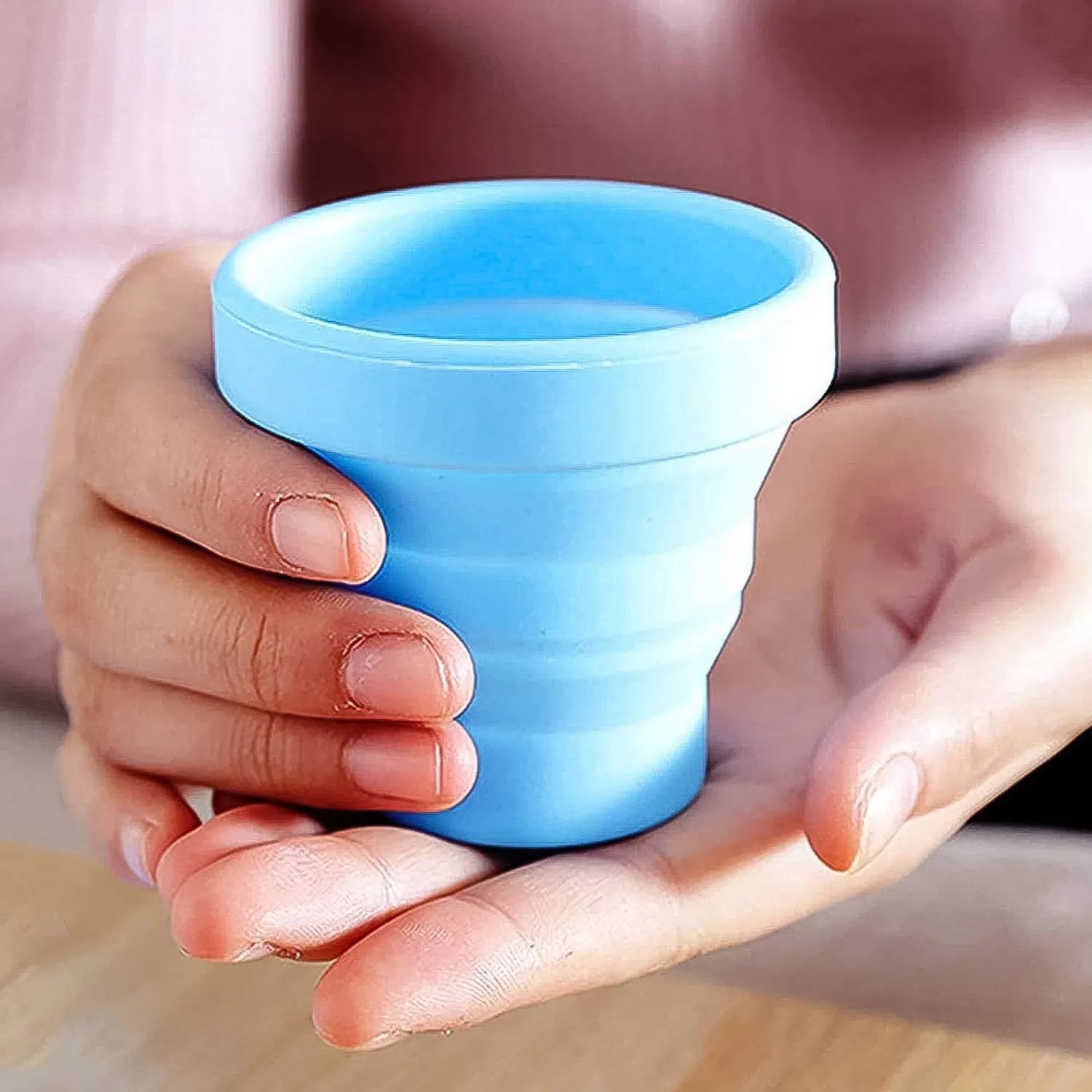 Silicone Foldable Glass Travel Mug Without Lid (1 Pc)