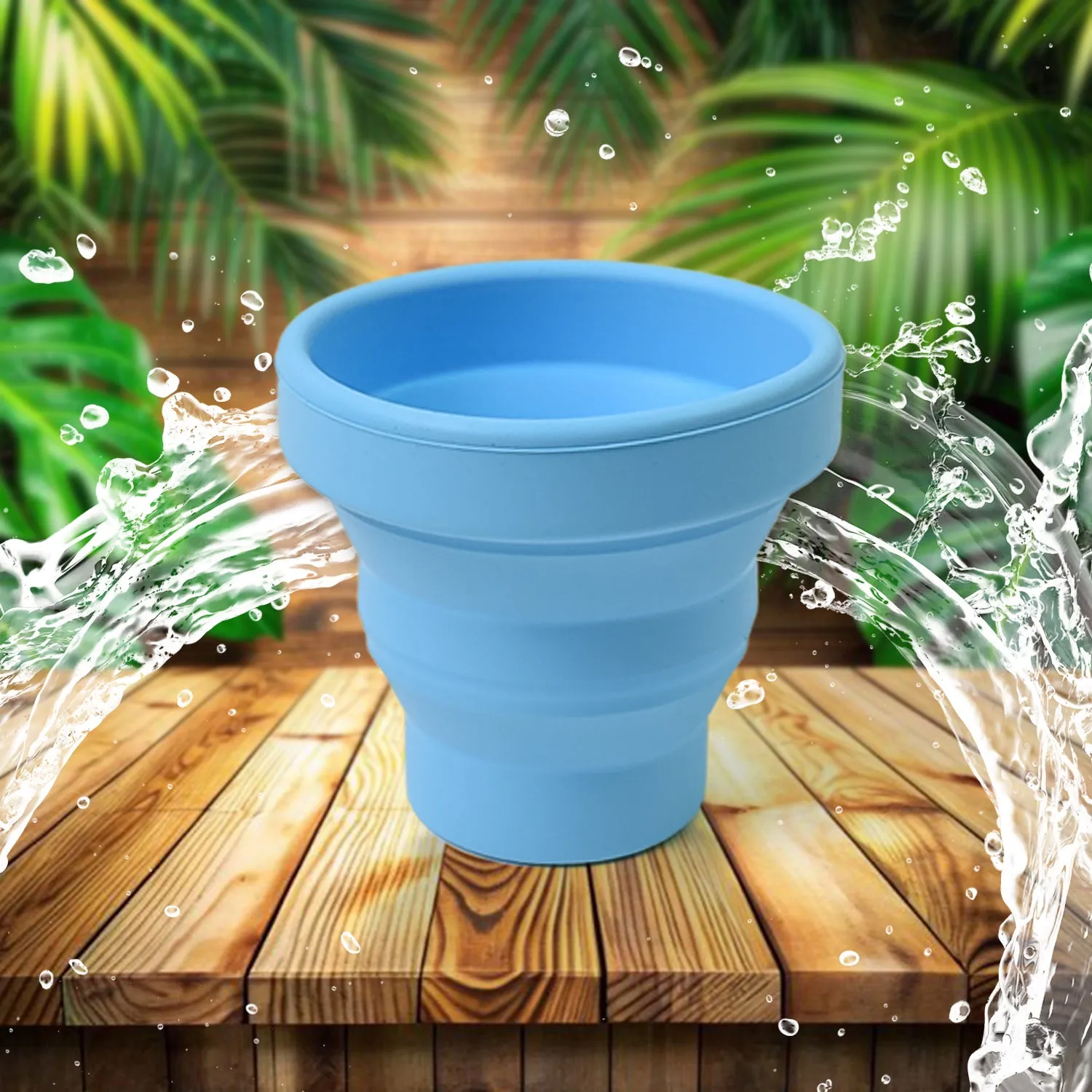 Silicone Foldable Glass Travel Mug Without Lid (1 Pc)