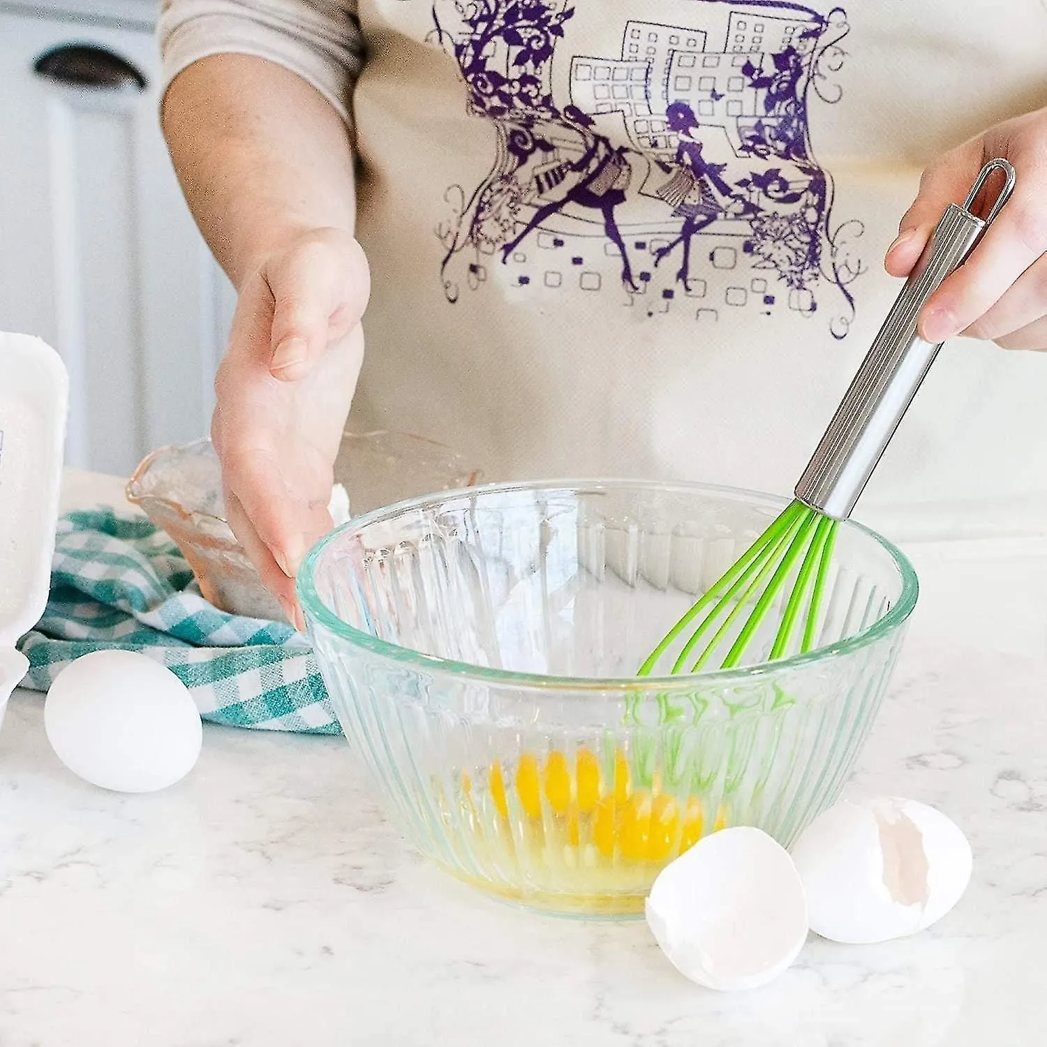 Silicone Whisk Set Of 3 - Non-stick Stainless Steel And Silicone - Colored