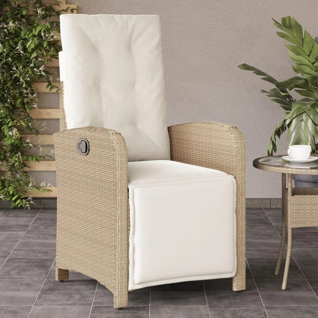 Sillas De Patio Beach Chair Lawn Chairs Dining Room Chairs - Reclining Patio Chair with Footrest Beige Poly Rattan for Garden Beaches Outside Terrace