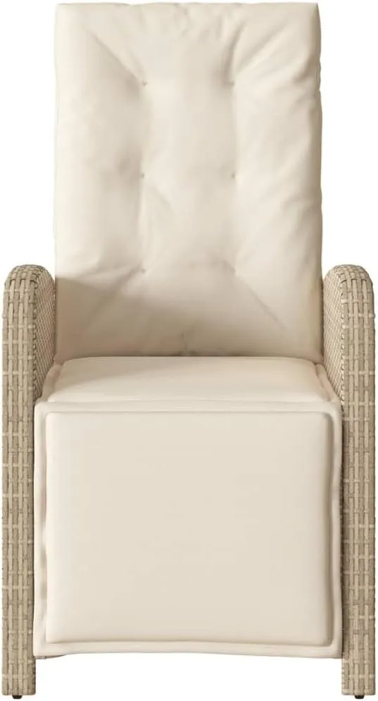 Sillas De Patio Beach Chair Lawn Chairs Dining Room Chairs - Reclining Patio Chair with Footrest Beige Poly Rattan for Garden Beaches Outside Terrace