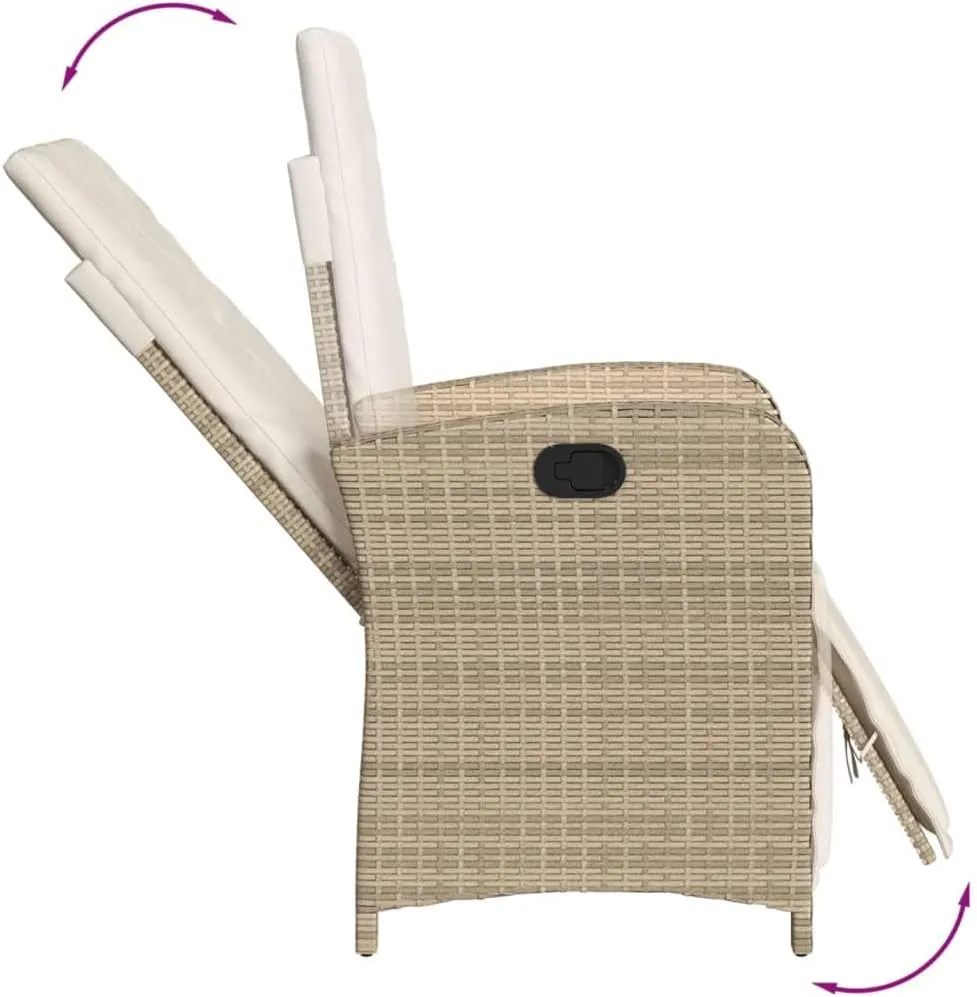Sillas De Patio Beach Chair Lawn Chairs Dining Room Chairs - Reclining Patio Chair with Footrest Beige Poly Rattan for Garden Beaches Outside Terrace