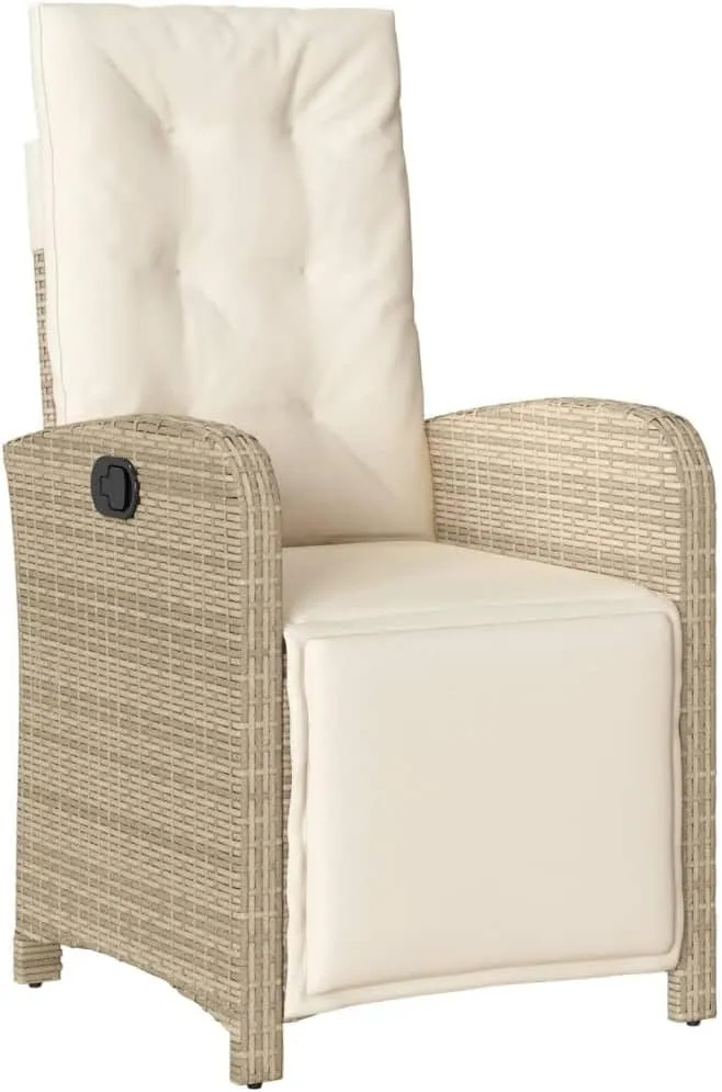 Sillas De Patio Beach Chair Lawn Chairs Dining Room Chairs - Reclining Patio Chair with Footrest Beige Poly Rattan for Garden Beaches Outside Terrace