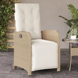 Sillas De Patio Beach Chair Lawn Chairs Dining Room Chairs - Reclining Patio Chair with Footrest Beige Poly Rattan for Garden Beaches Outside Terrace