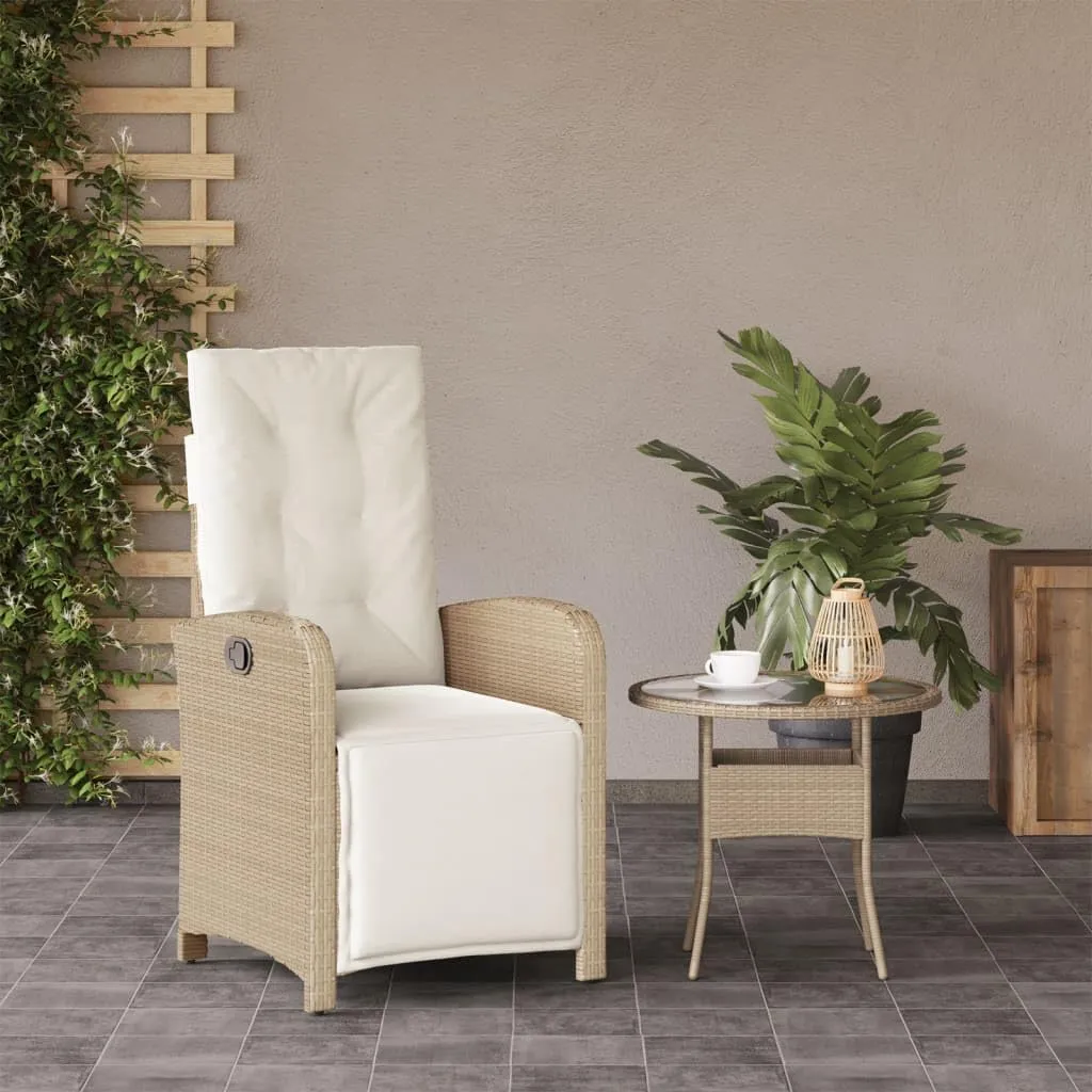 Sillas De Patio Beach Chair Lawn Chairs Dining Room Chairs - Reclining Patio Chair with Footrest Beige Poly Rattan for Garden Beaches Outside Terrace