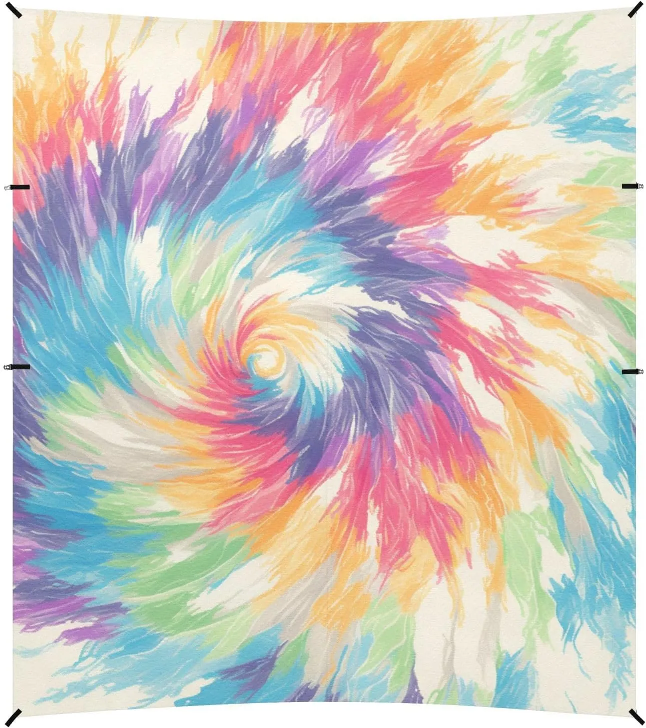Silver Tie Dye Background Vibrant Colors and Swirling Patterns Foldable Beach Tent UPF50  Lightweight Large Sun Shade with Sandbags and Shovel for Camping Trips, Fishing, Backyard Fun or