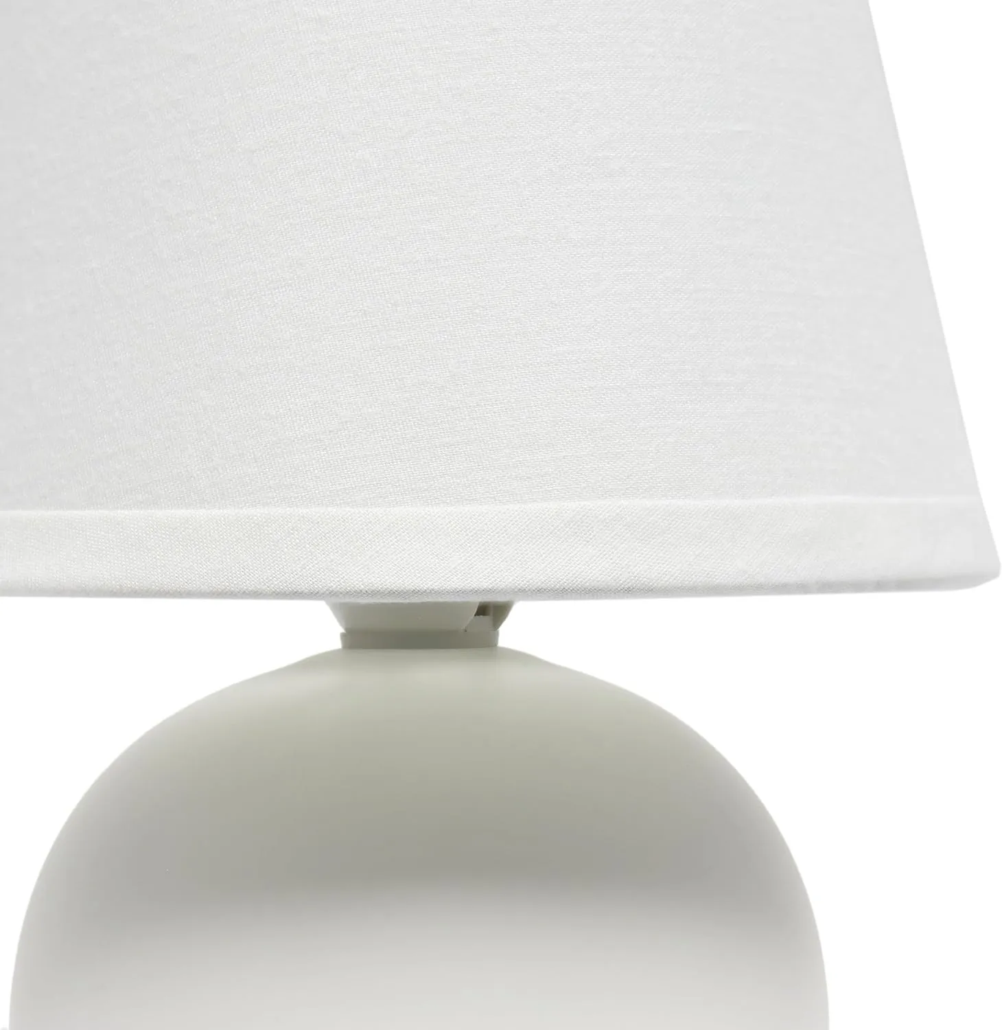 Simple Designs LT1196-OFF-2PK 8.66" 2-Pack Chic Little Globe Ceramic Table Lamp Set with Matching Tapered Shade, for Living Room, Bedroom, Office, Off White