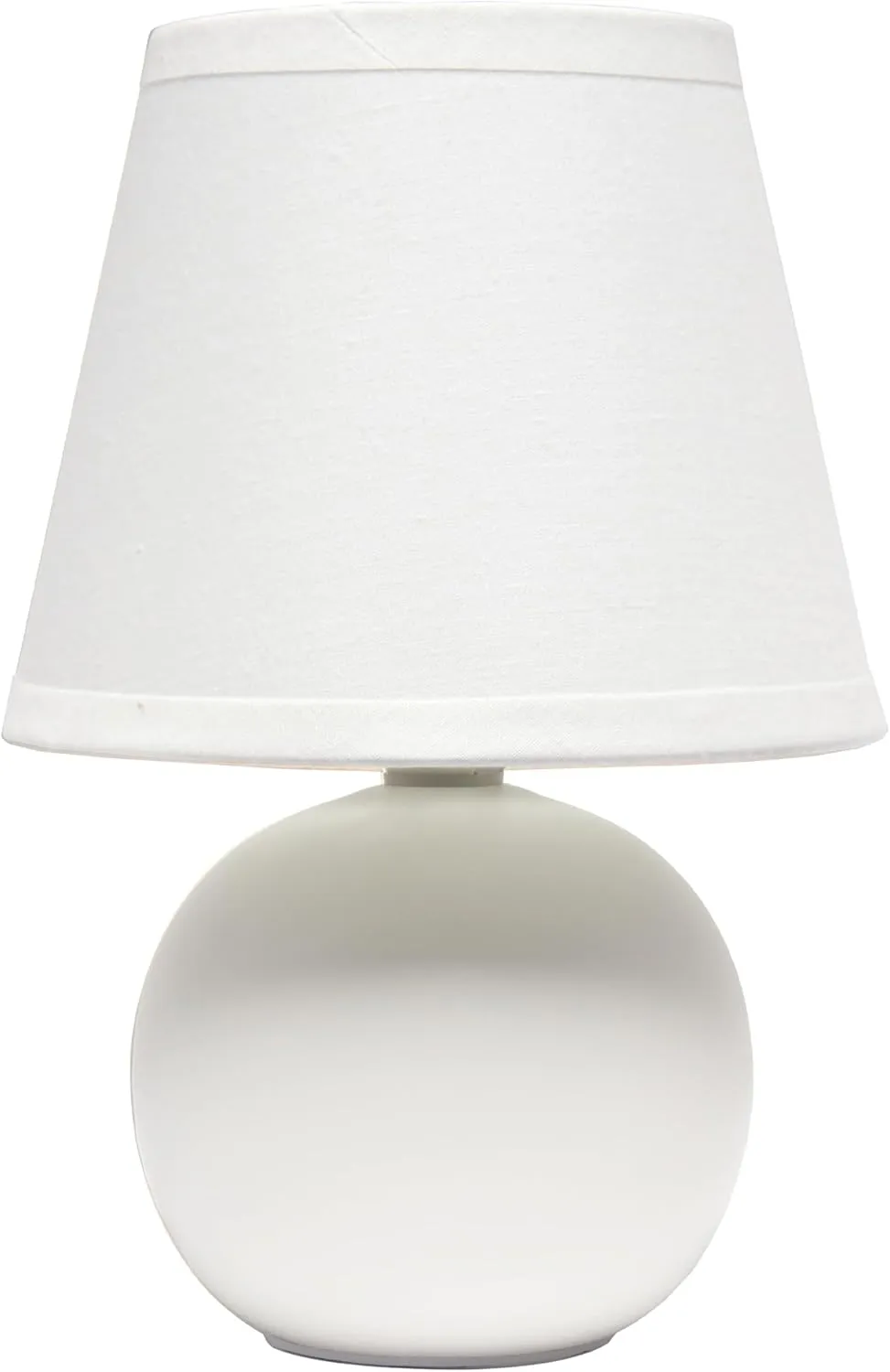 Simple Designs LT1196-OFF-2PK 8.66" 2-Pack Chic Little Globe Ceramic Table Lamp Set with Matching Tapered Shade, for Living Room, Bedroom, Office, Off White